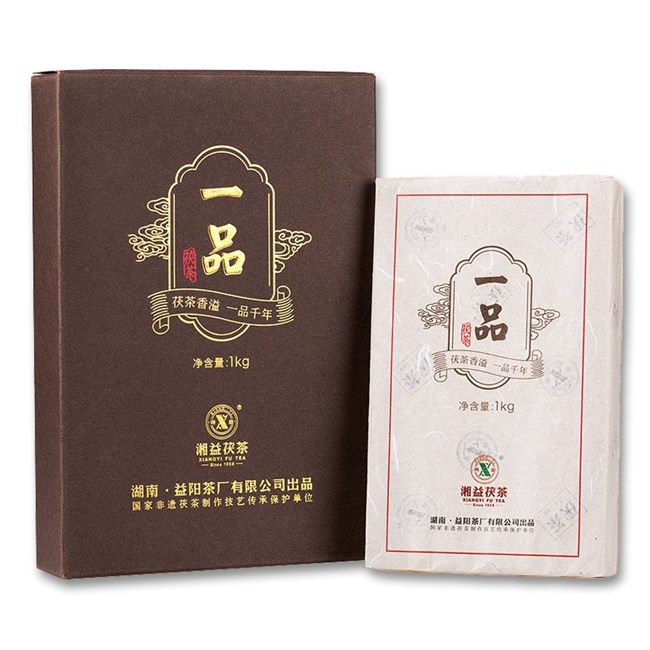 湘益獲茶湖南安化黑茶獲磚金花一品獲茶1kg益陽(yáng)茶廠(chǎng)