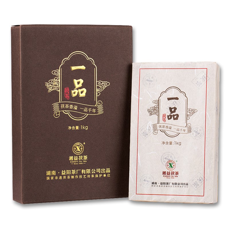 湘益獲茶湖南安化黑茶獲磚金花一品獲茶1kg益陽(yáng)茶廠(chǎng)