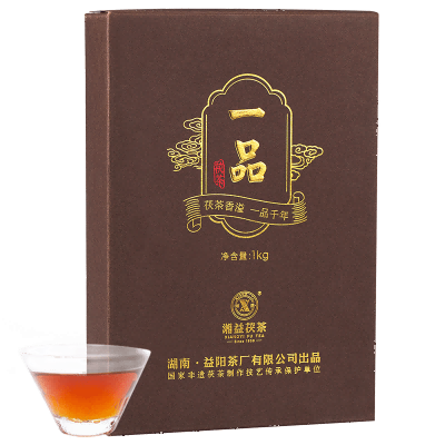 湘益獲茶湖南安化黑茶獲磚金花一品獲茶1kg益陽(yáng)茶廠(chǎng)